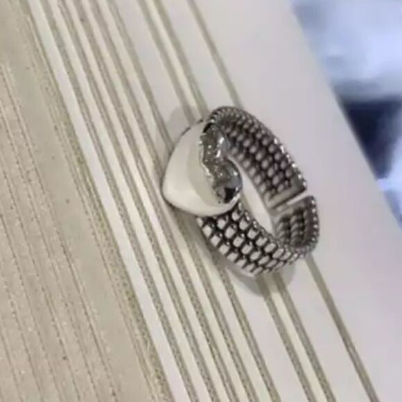 NEW 925 Sterling Silver Heart Ring Adjustable - Picture 3 of 7